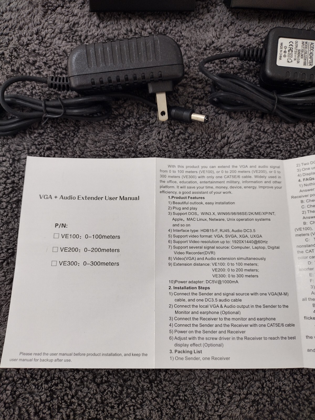 VGA & Audio Extender Cat5E/568B Receiver & Sender New