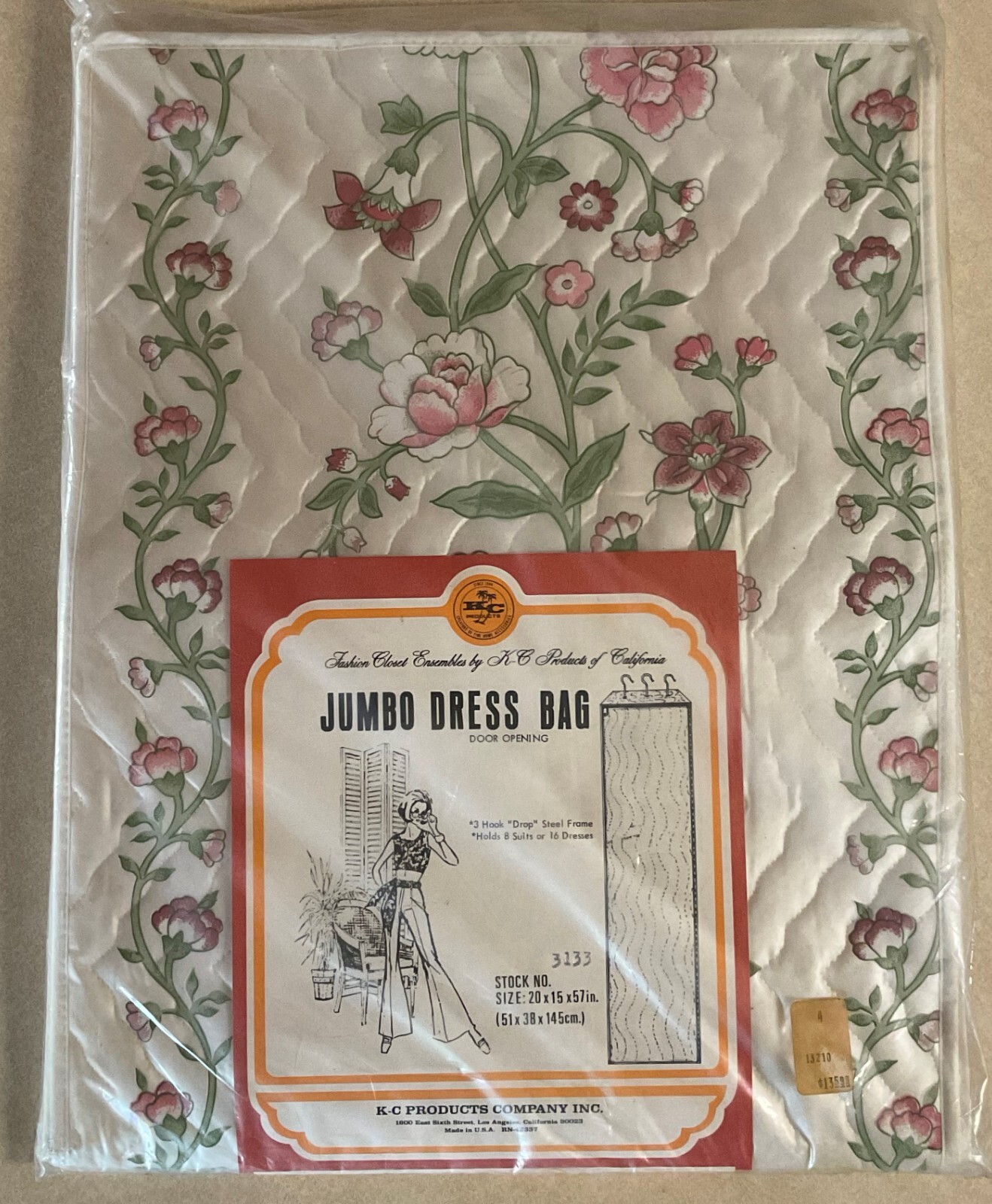 Vintage Jumbo Dress Bag by K-C Products New and Sealed Holds 16 Dresses