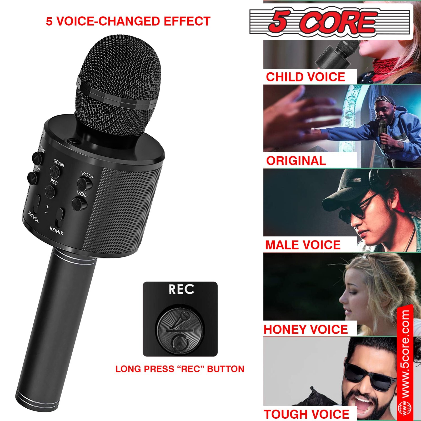 5Core Wireless Karaoke Microphone Bluetooth Mic Portable Handheld Microfonos