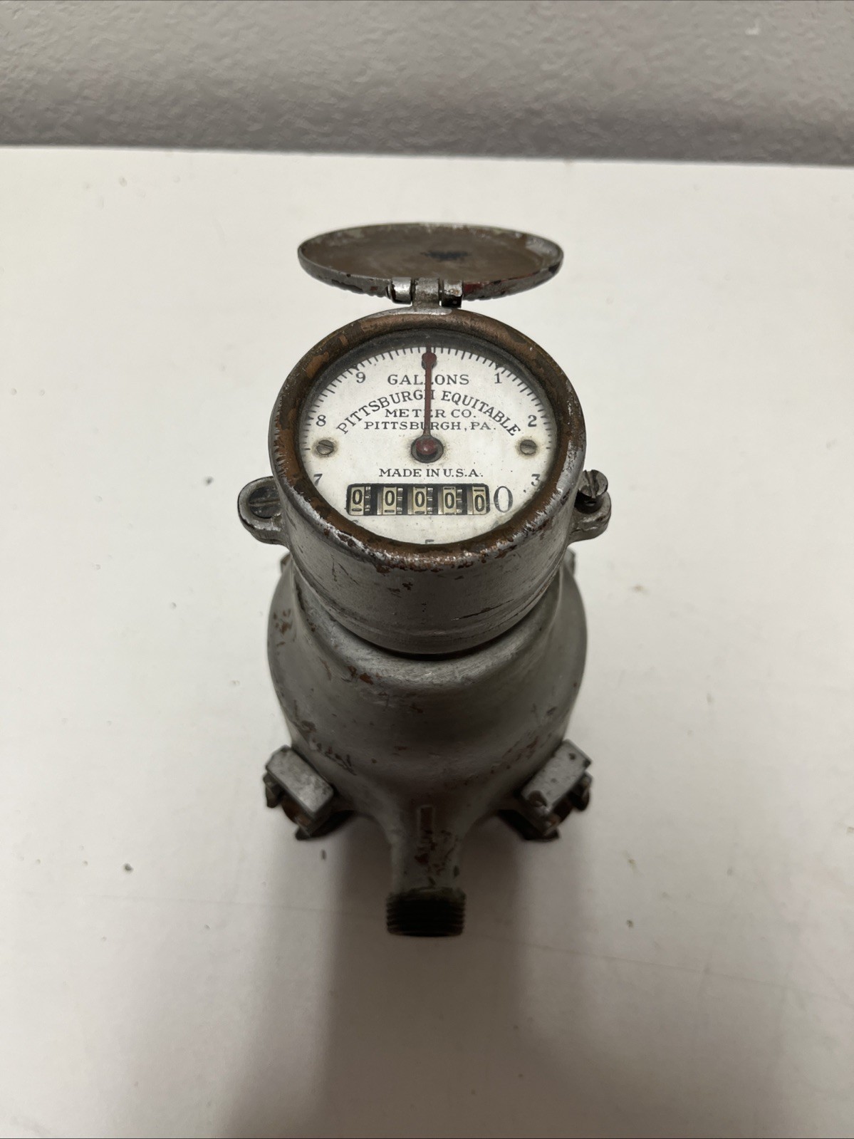 ANTIQUE BRASS NEPTUNE TRIDENT WATER METER CAPS Pittsburgh 1" NPT Made In U.S.A