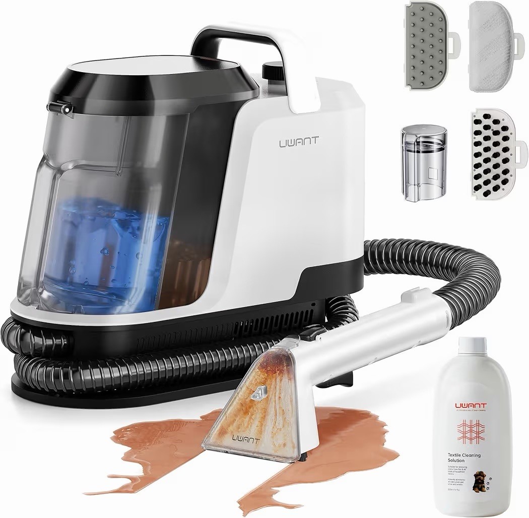 Carpet and Upholstery Cleaning Machine with Cleaning Tool and Self-cleaning Head