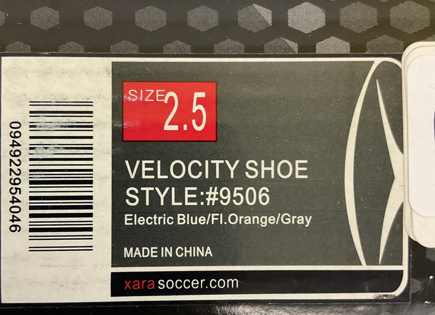 Xara Soccer 9506 Velocity Cleat Shoes Electric Blue Fluid Orange Gray US 2.5
