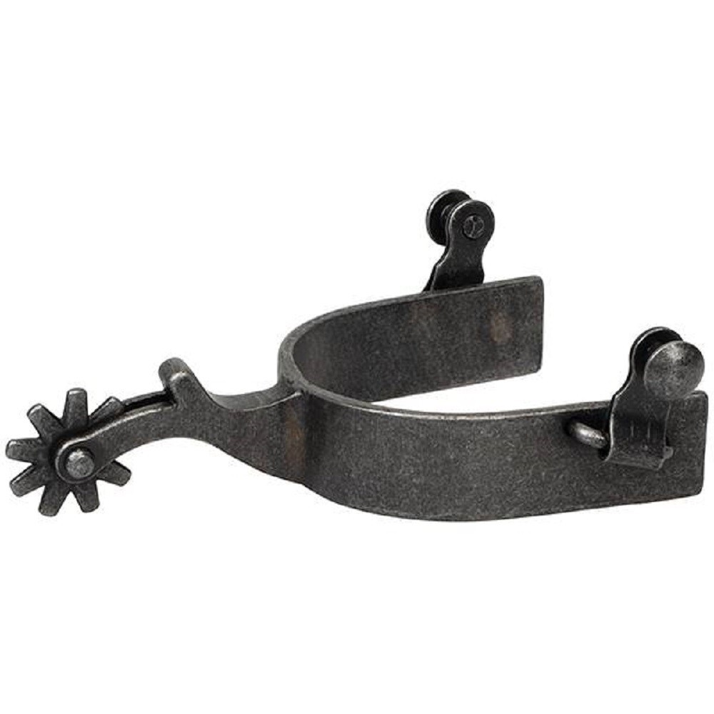 New! Weaver Leather MEN'S BUFFED BLACK SPURS w/ 1" Band 2" Shank 8 Point rowel