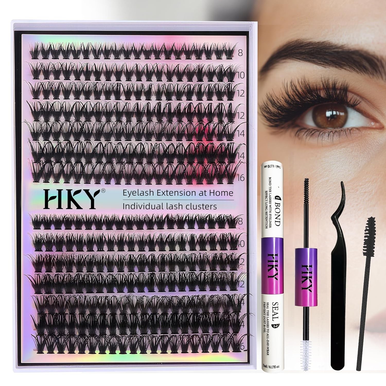 280pcs Wispy Lash Clusters 8-16mm C Curl DIY Eyelash Extension Kit