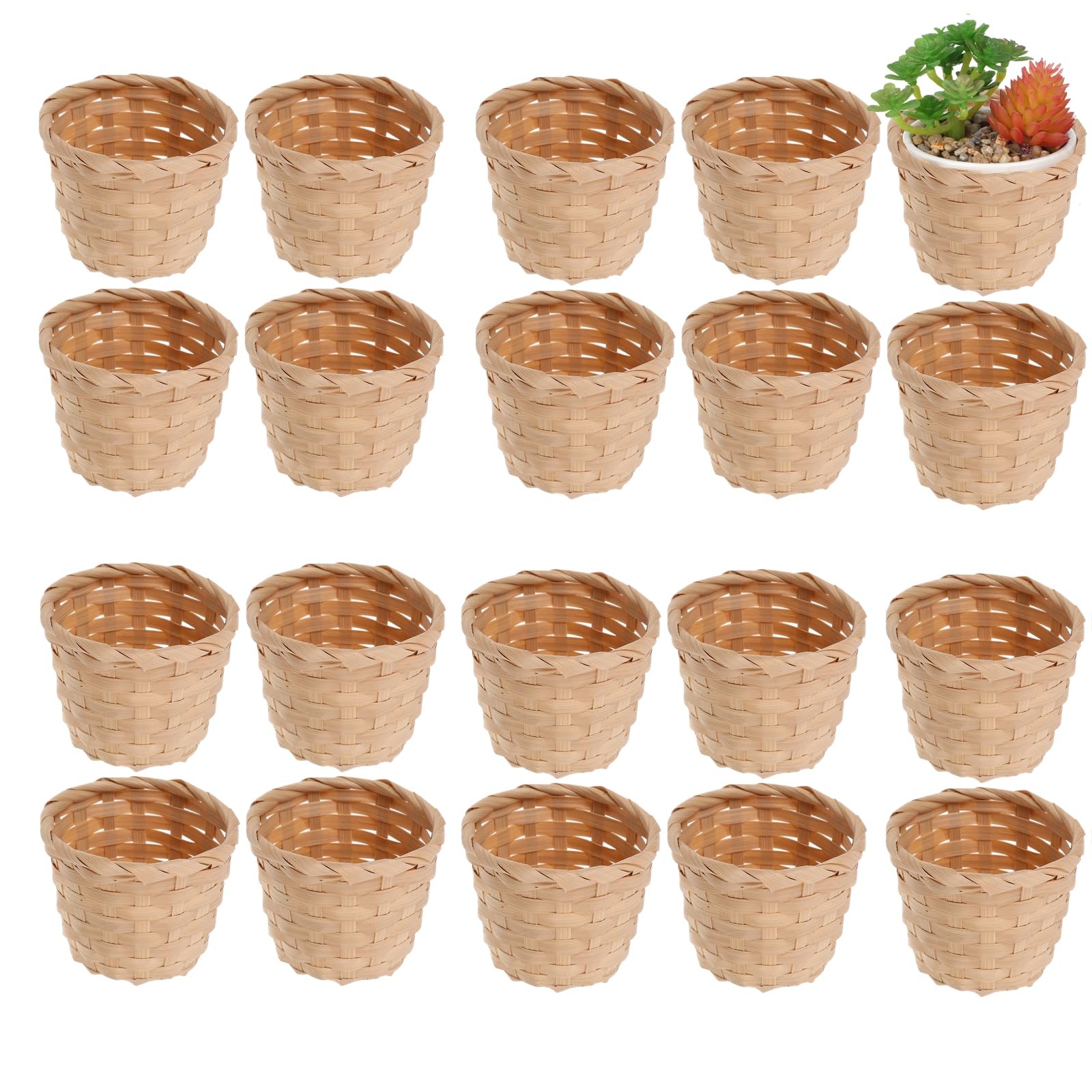 Mini Woven Baskets Set of 20 Portable Natural Wicker Fruit Storage Baskets fo...