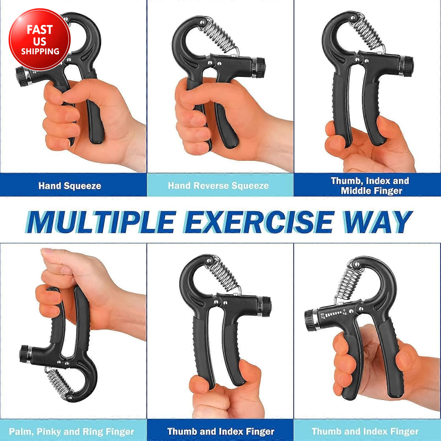 2 Pack Grip Strength Trainer, Hand Grip Exerciser Strengthener with Adjustable R