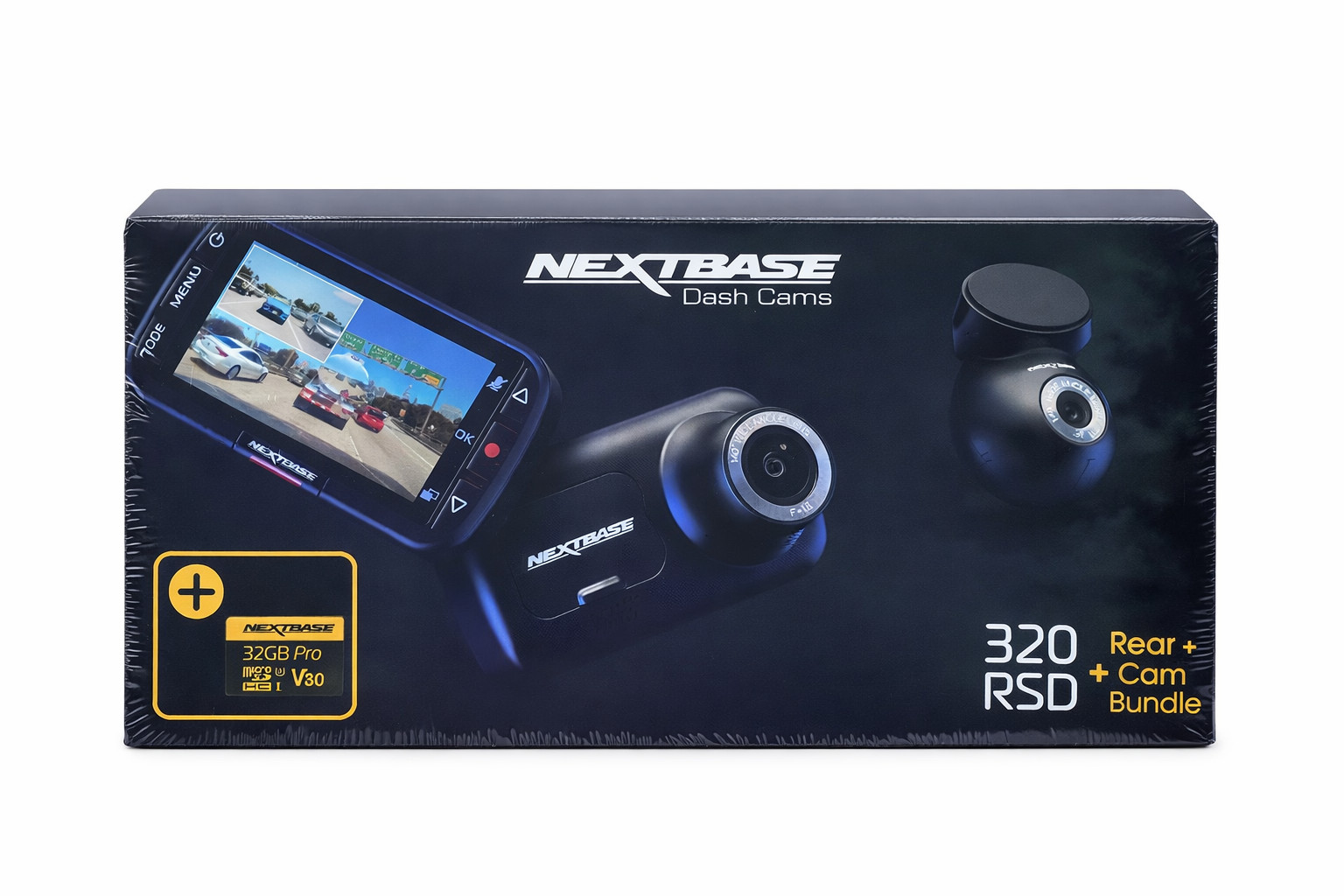 NEXTBASE DASH CAMS 320 RSD + REAR CAM BUNDLE + 32GB +128GB MICRO SD  NEW SEALED