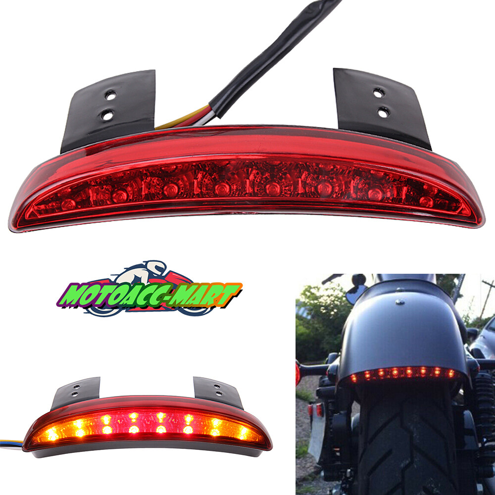 For Harley Bobber Chopper Motorcycle LED Tail Rear Light Fender Brake Light Red