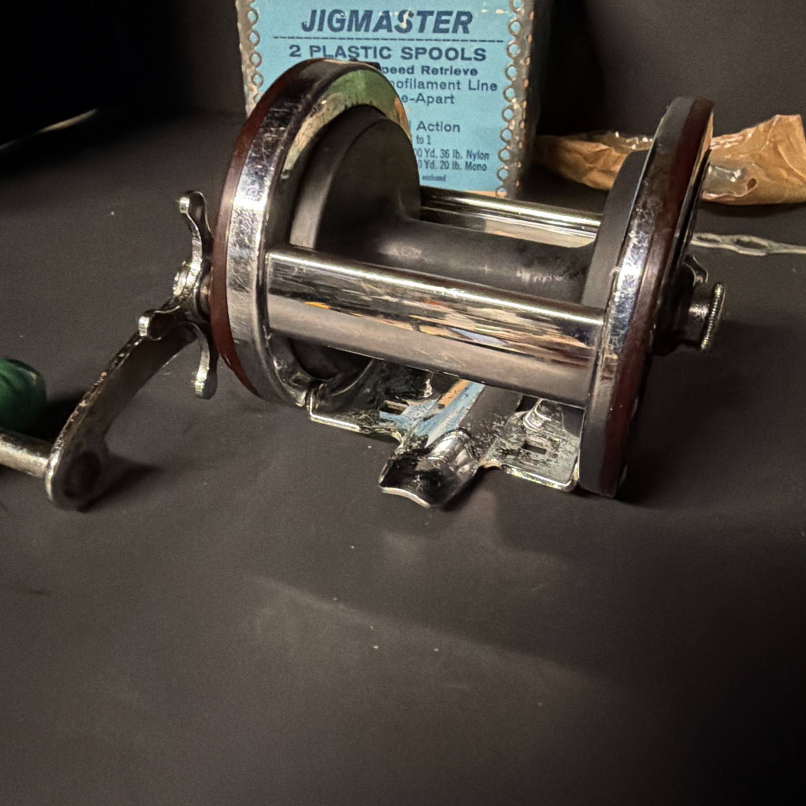 Penn Jigmaster 500 Aluminum Spool, Box, Extra Spool, Mount And Wrench