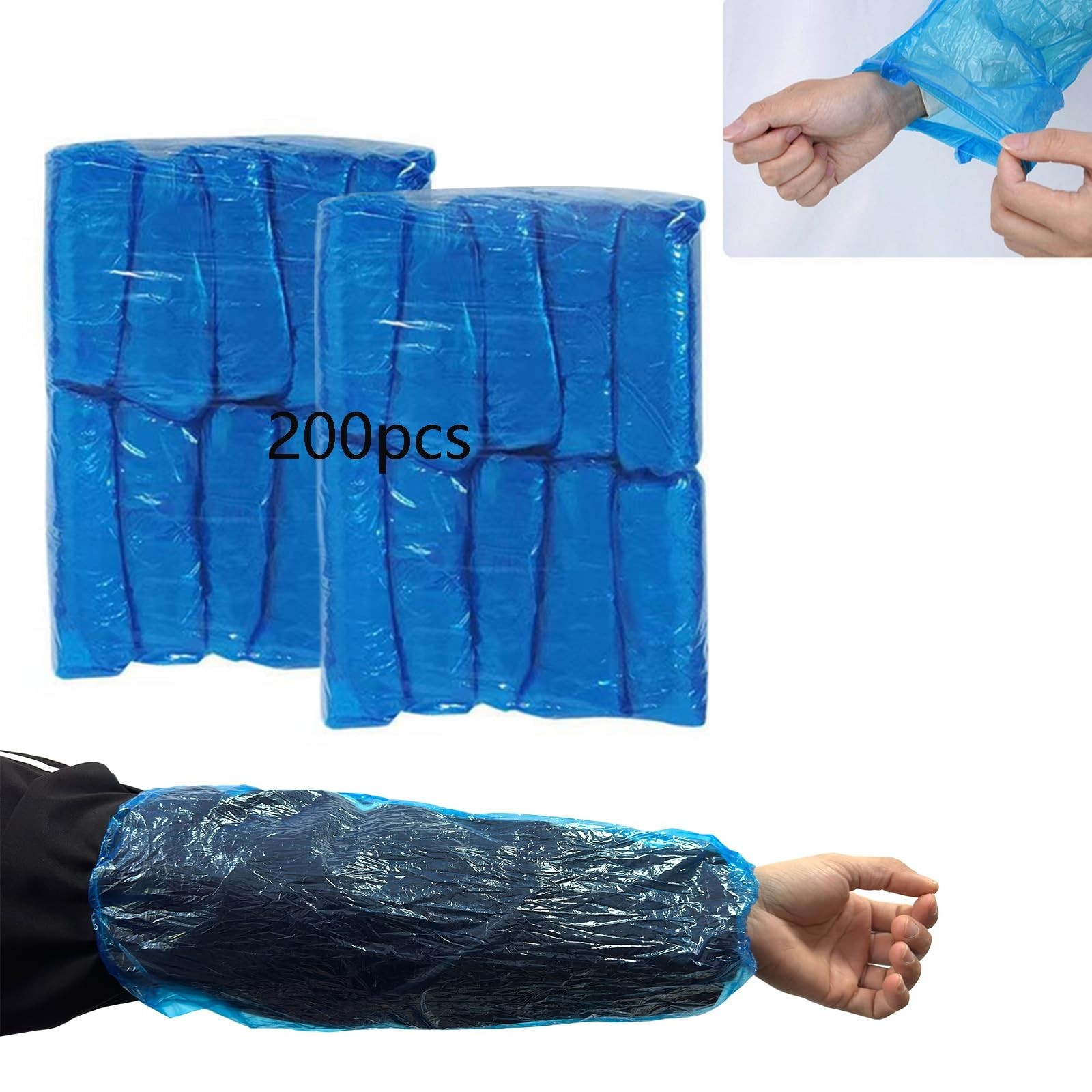 200 PCS Disposable Arm Sleeves, Plastic Sleeves to Cover Arms for Cleaning, R...