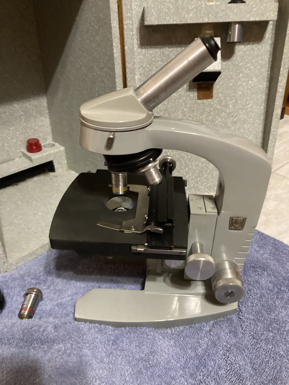 American Optical Spencer Microscope In Original Box With Eyepieces