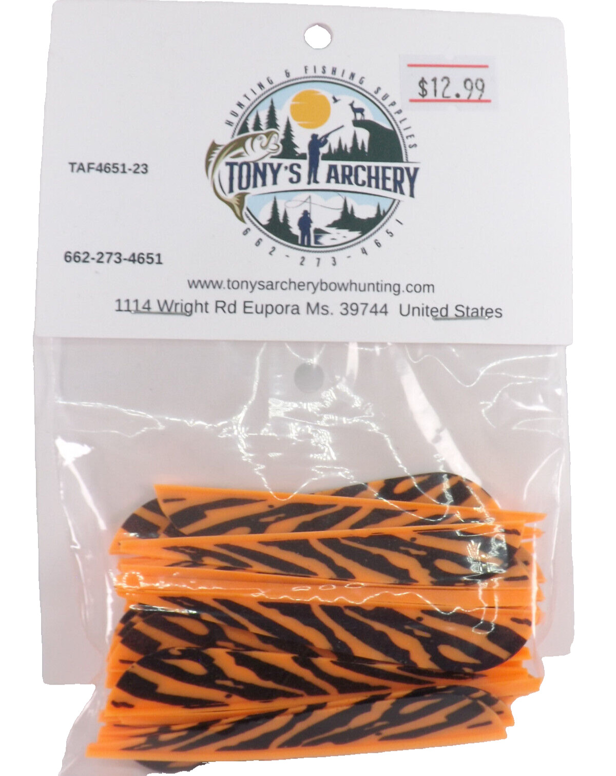 3"INCH  50PK ORANGE TIGER STRIPED VANES  TSR8715
