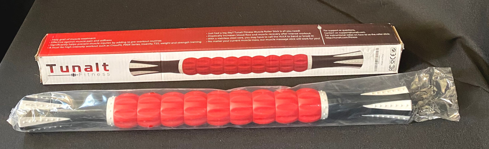 Tunalt Fitness Muscle Roller Stick Handheld Body Massage NIB New