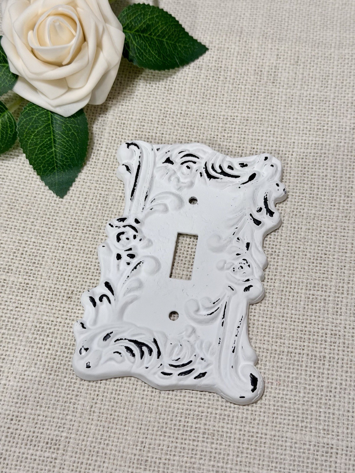 Single Toggle Light Switch Wall Plate Cover Cast Iron Ornate Metal Farmhouse