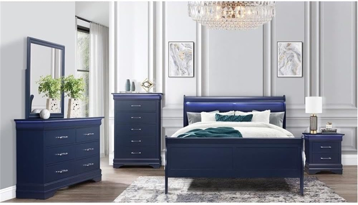 Charlie Blue King Bed