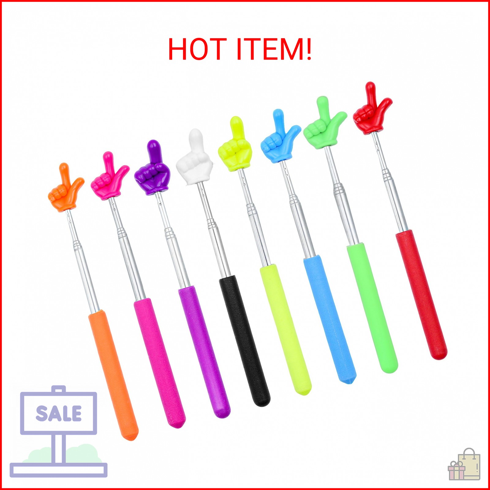 8Pcs Telescopic Teachers Pointer, Mini Pointer Finger Stick for Classroom, Retra