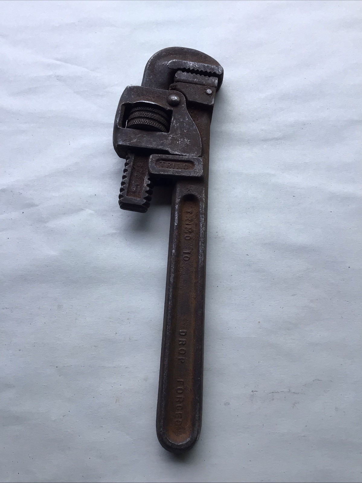 Vintage TRIMO 10 Pipe Wrench Drop Forged Roxbury Mass USA