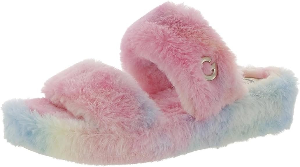 GBG Los Angeles Lennly Furry Slipper Women Multi Tie Dye Faux Fur Slide JOBB1426