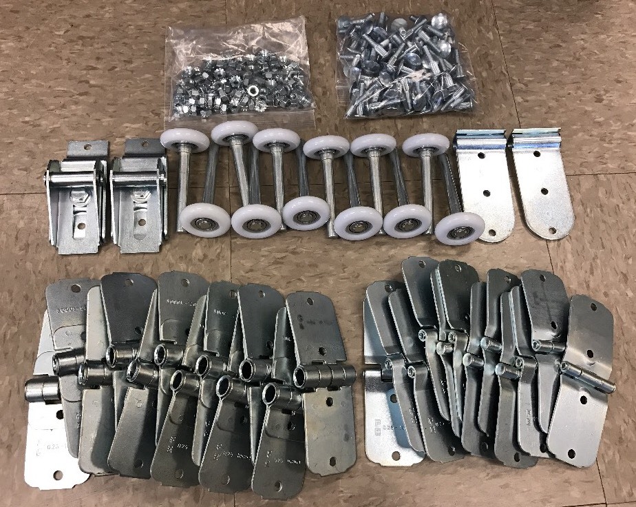 44 Pack -Todco Door Repair Kit- ALL Hinges + 2" Rollers + Hardware - Whiting NEW