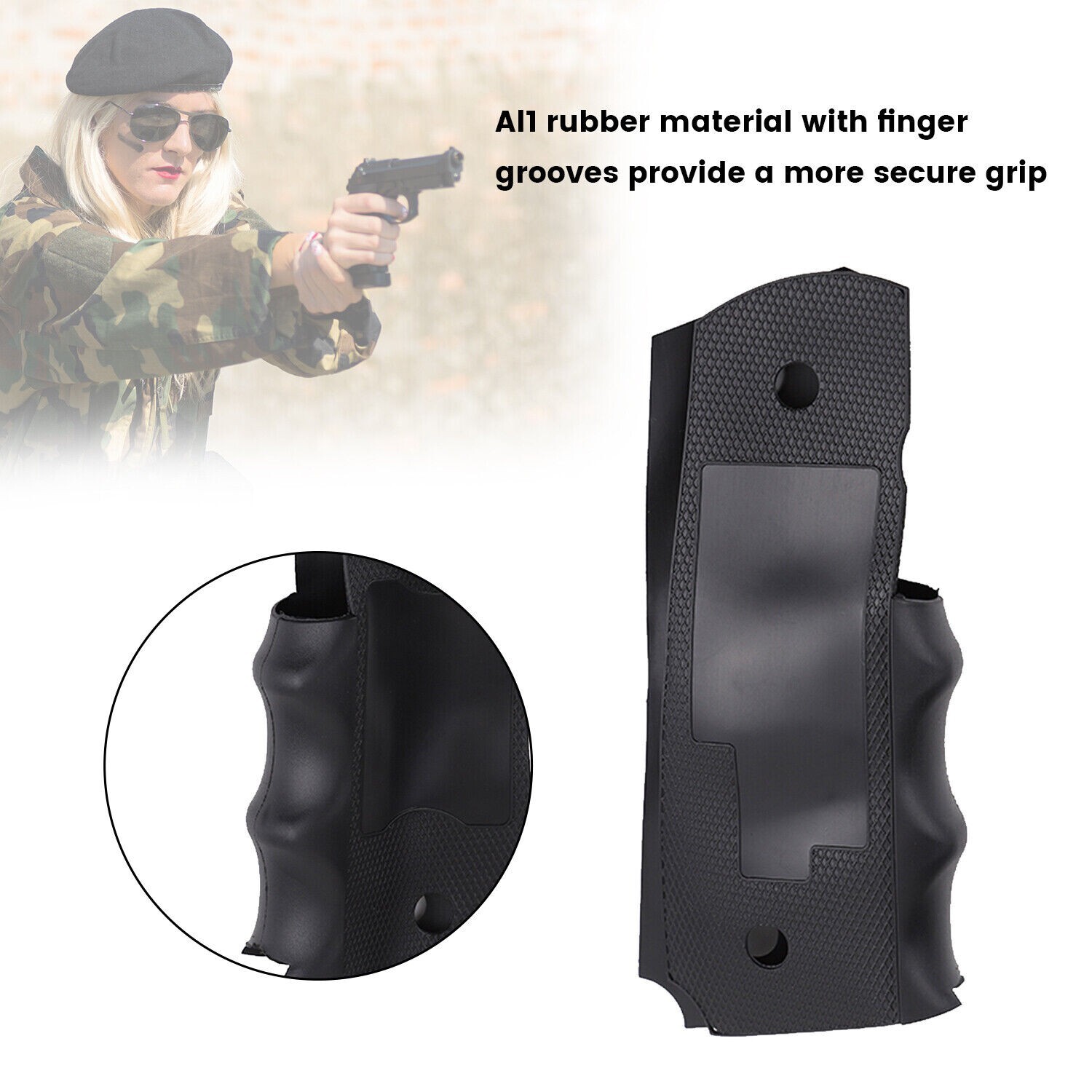 For PG1911-1 Grip Wraparound Rubber Government Finger Groove Grip Insert