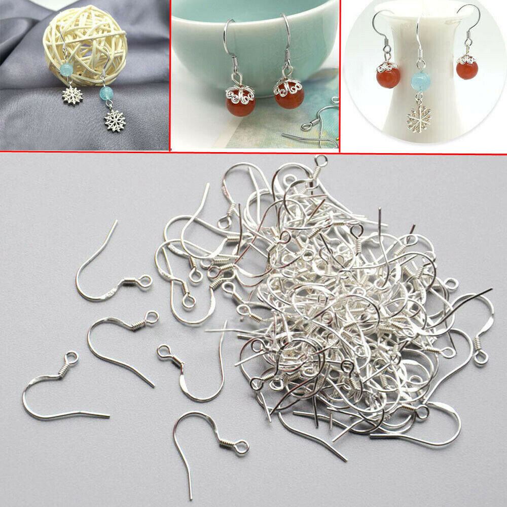 50pcs DIY 925 Sterling Silver French Hook Earrings Ear Wires Jewelry Accessories