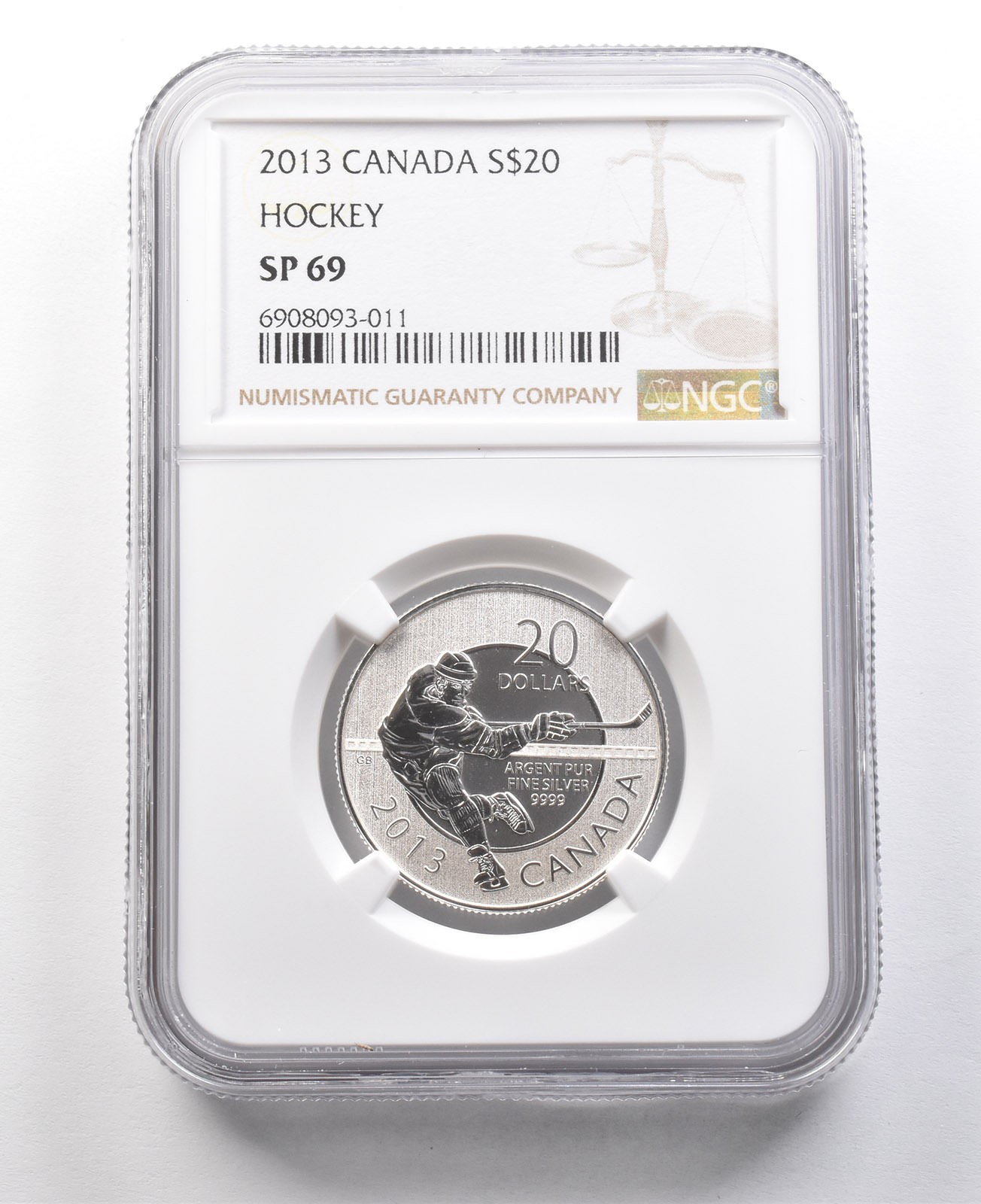 2013 Canada 20 Dollars Silver Hockey SP69 NGC *8402