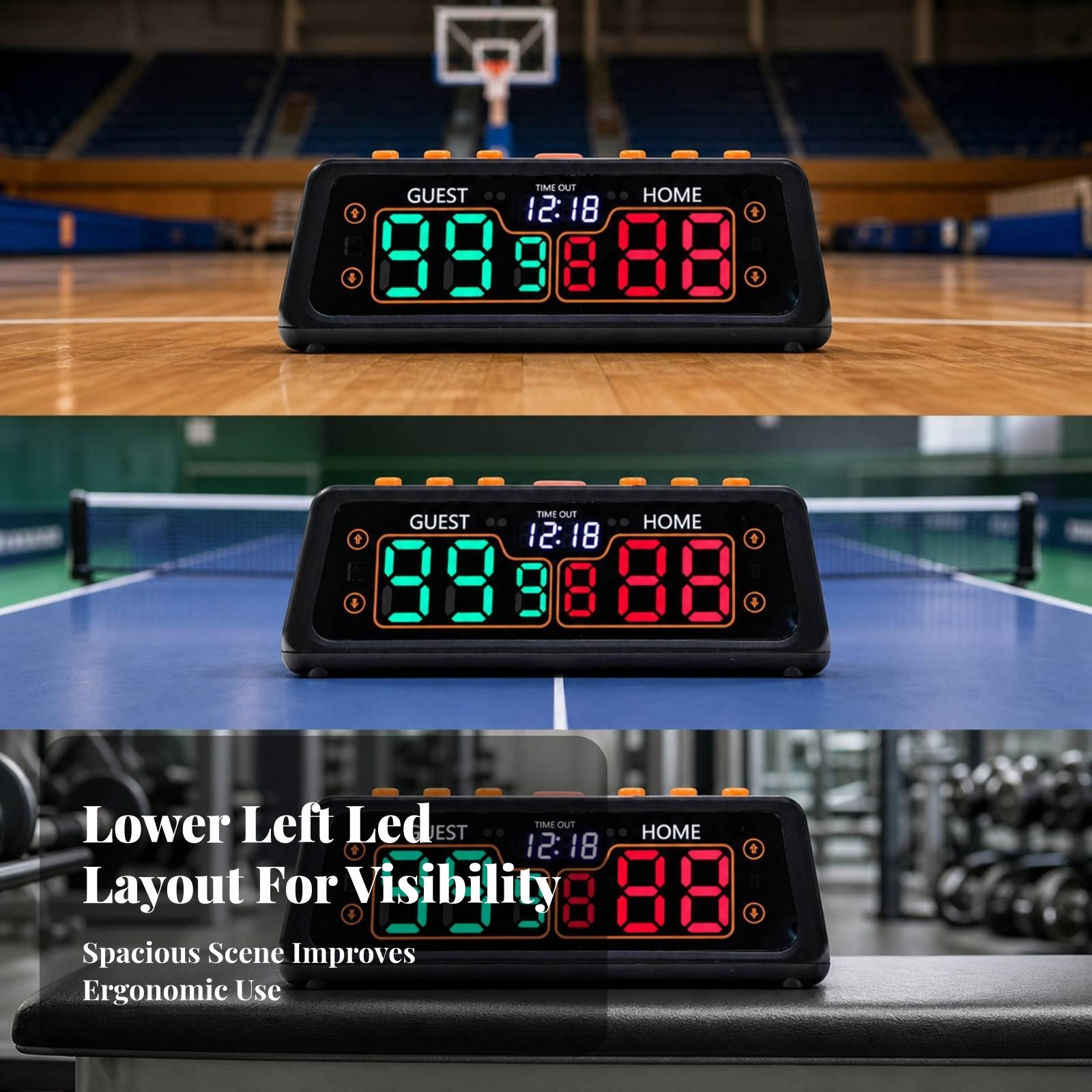Portable Scoreboard with LED Display Rechargeable for Practice Training,