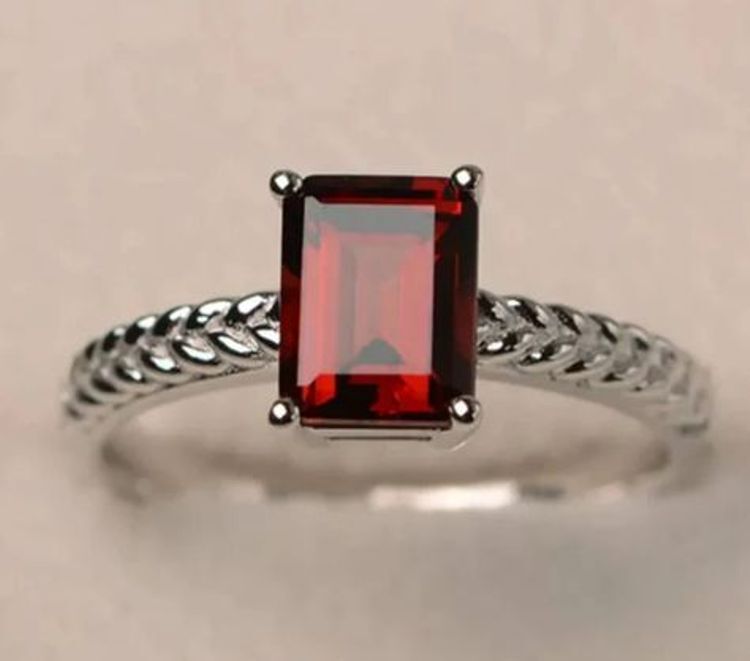 Garnet Gemstone 925 Sterling Silver Ring Mother's Day Jewelry All Size SE-914