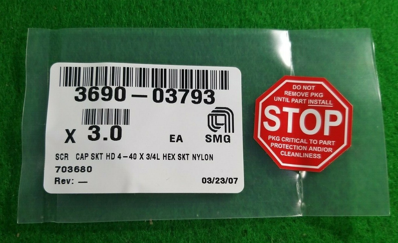 AMAT 3690-03793 SCR CAP SKT HD 4-40 X 3/4L HEX SKT NYL LOT OF 3, NEW