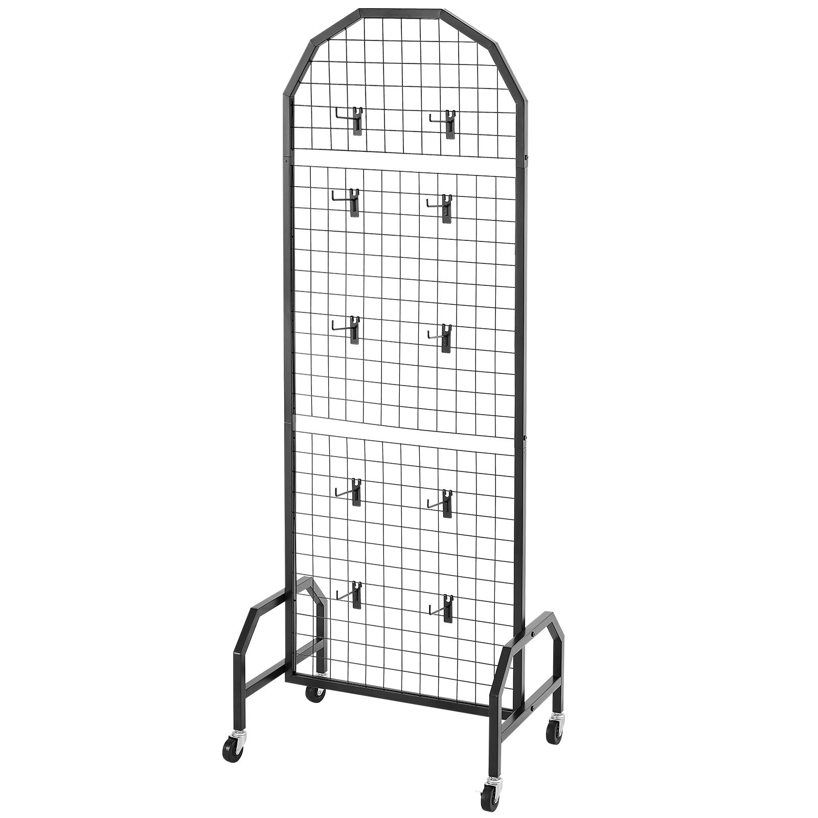 Uimoso 2-Pack Grid Wall Panels 1.9 x 5.4ft Wire Display Rack with Wheels & Hooks