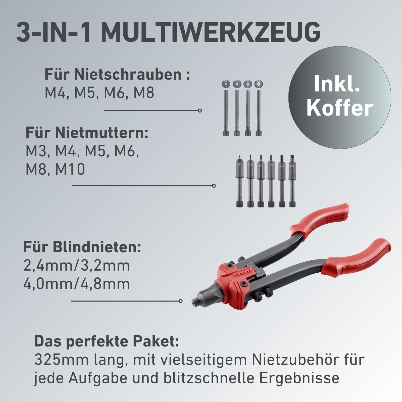 Combination Hand Riveter for Blind Rivet Screws M3M8, Blind Rivets 2,46,4mm & Thread...