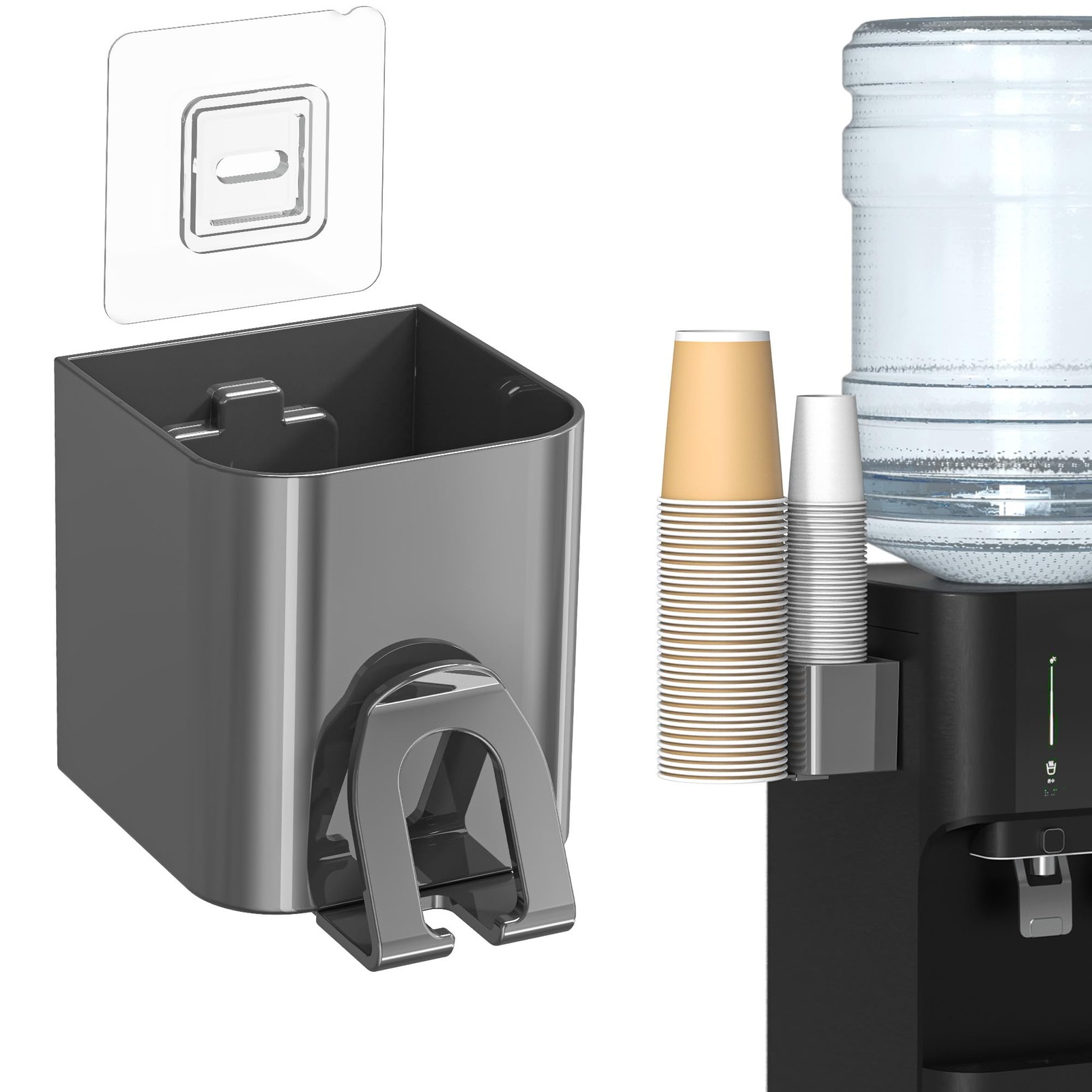 Cup Dispenser 2 Seats, Holder for 2-16 OZ & Plastic Disposable Cups, Adhesive...