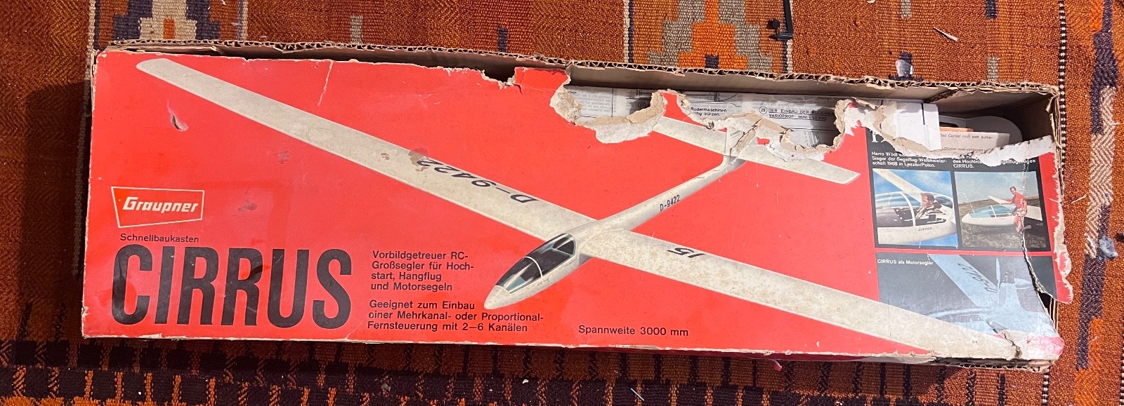 Graupner "CIRRUS" Vintage NOS Radio Control Balsa Sailplane Kit.