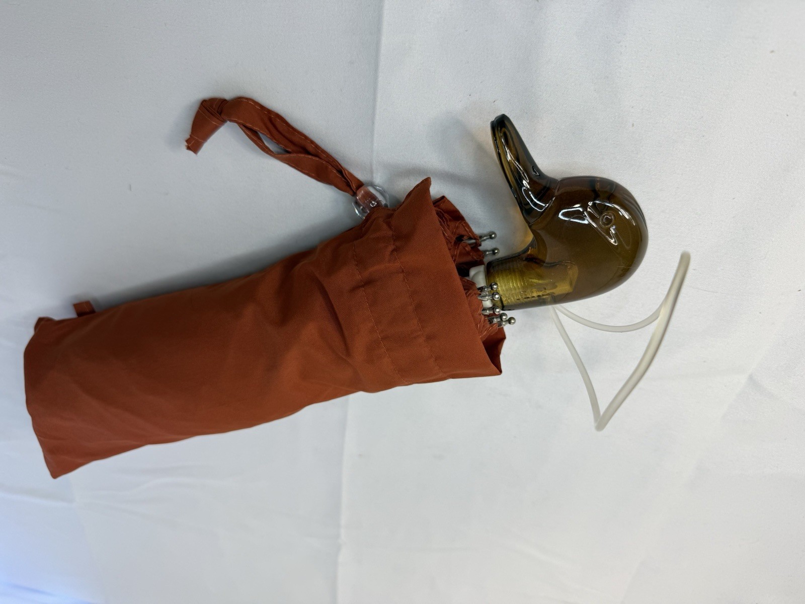Vintage FURLA Lucite Duck Head Handle Folding Umbrella ** RARE **