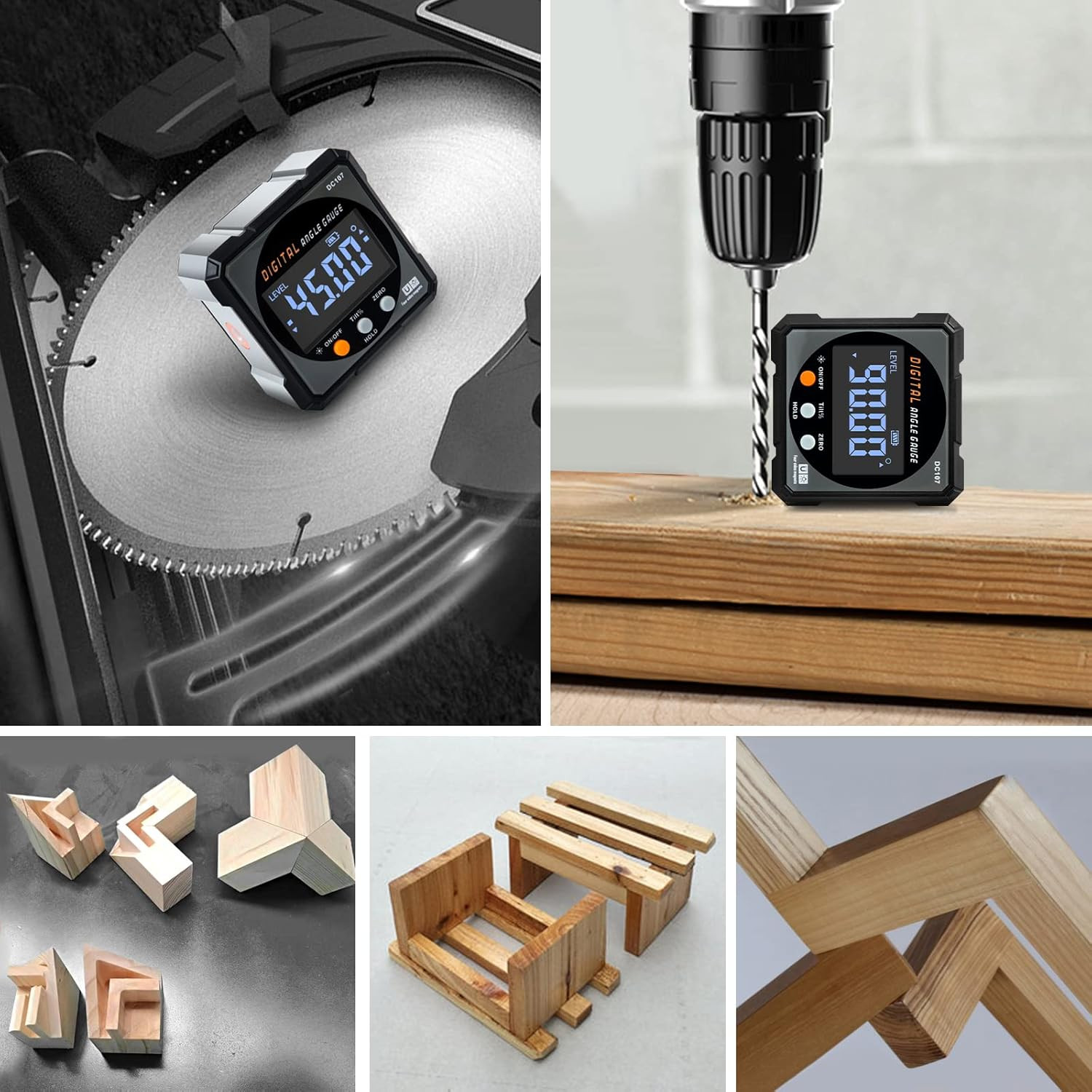 Digital Angle Finder with Electronic Laser - 4-Side Strong Magnetic Angle Gauge,