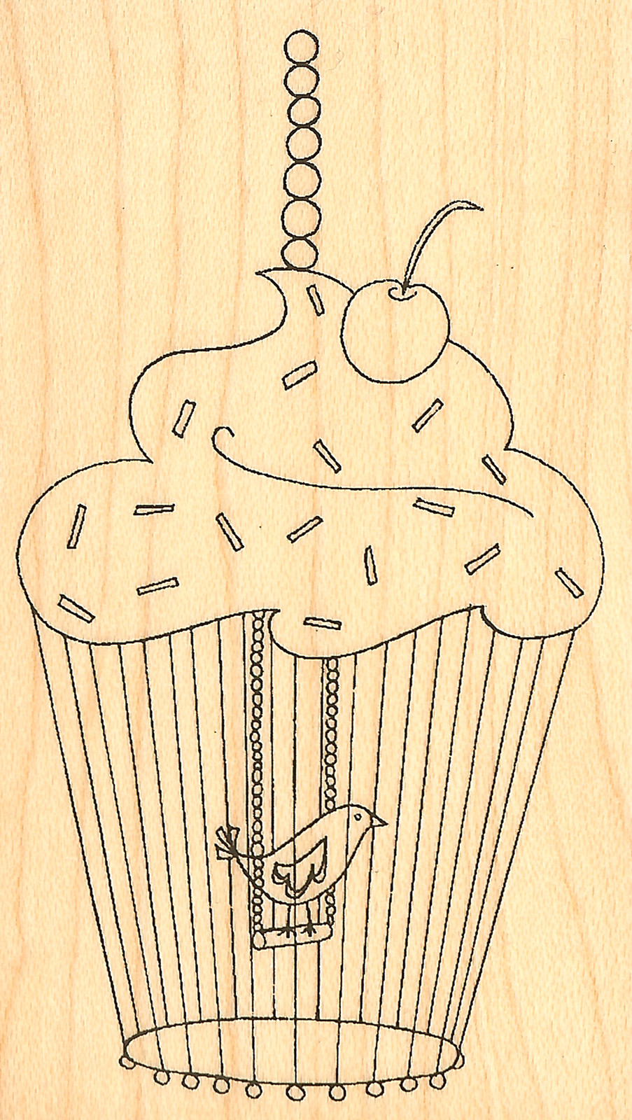 Cupcake Birdcage Wood Mounted Rubber Stamp Impression Obsession Leigh Hannan New