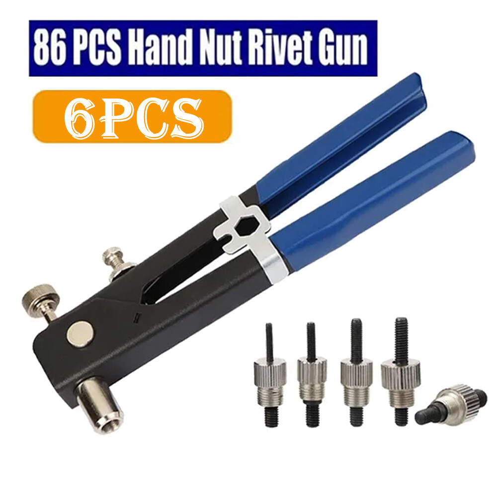 1PC Rivet Nut Gun Wrench with 5PC Rivet Nut Mandrel Rivnut Nutsert Riveting Tool