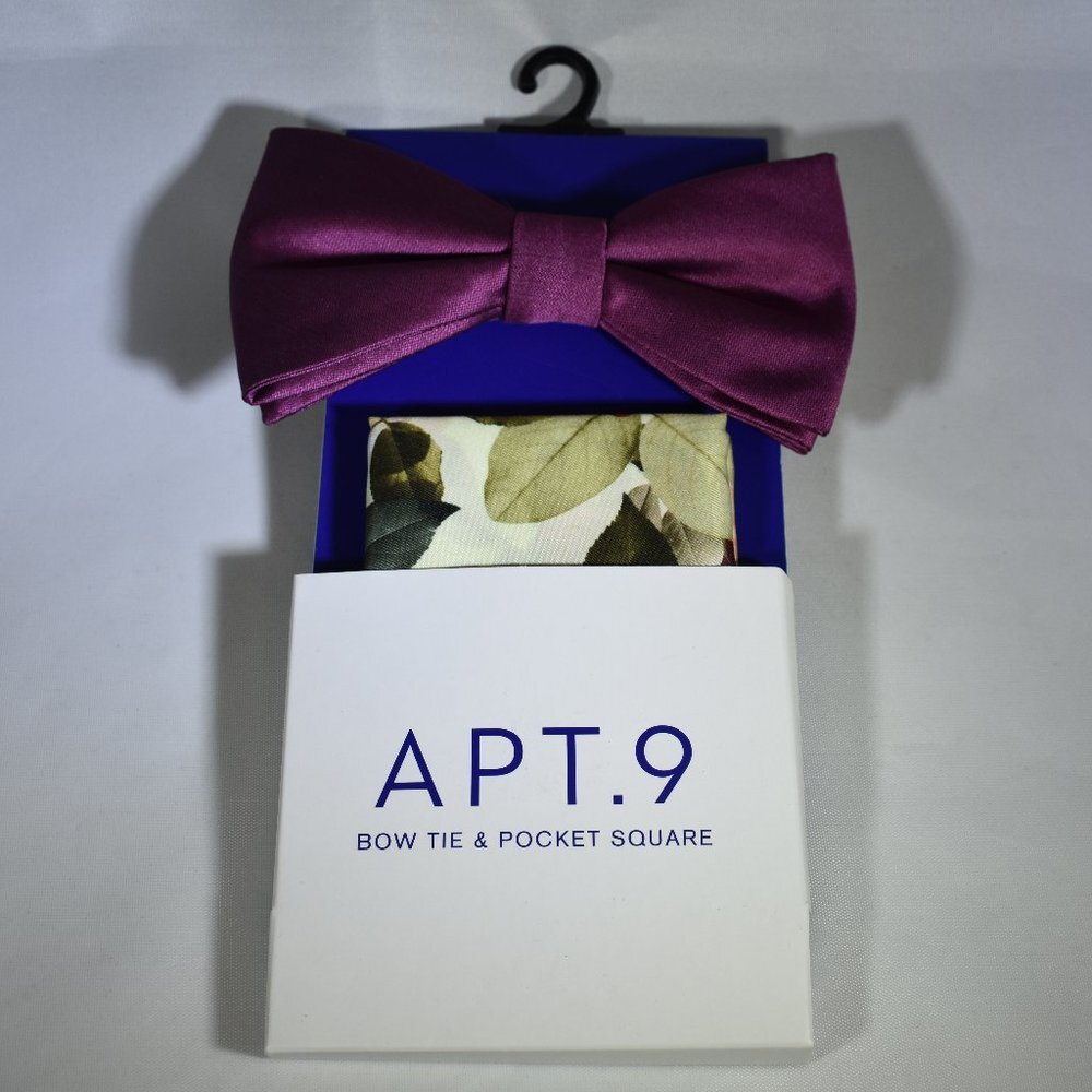 Men's Apt. 9 Bow Tie & Pocket Square Set-Pebble Multi-New with Tag-FREE SHIPPING