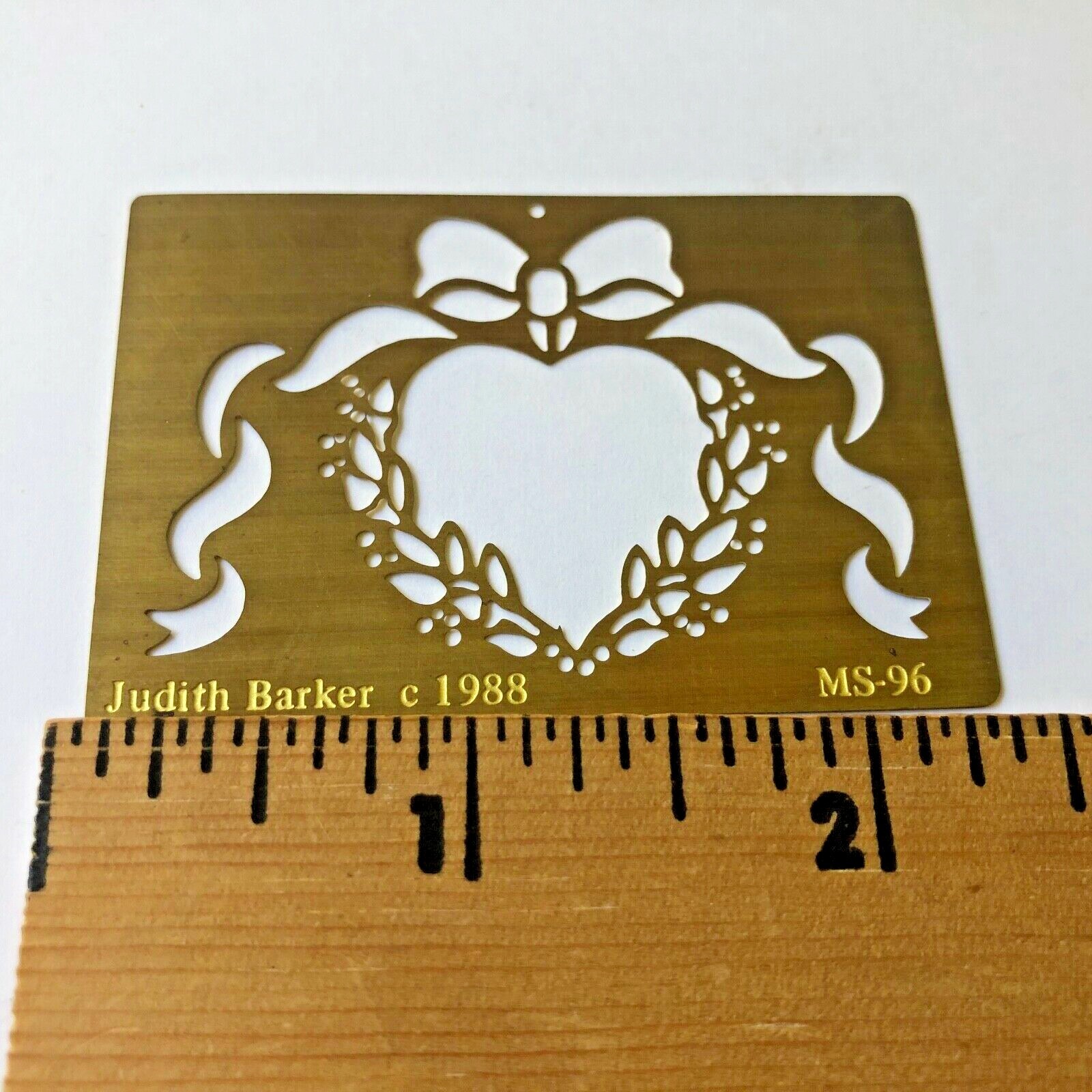 Judith Baker Brass Template Emboss Heart Wreath Ribbon Bow MS96 - NEW