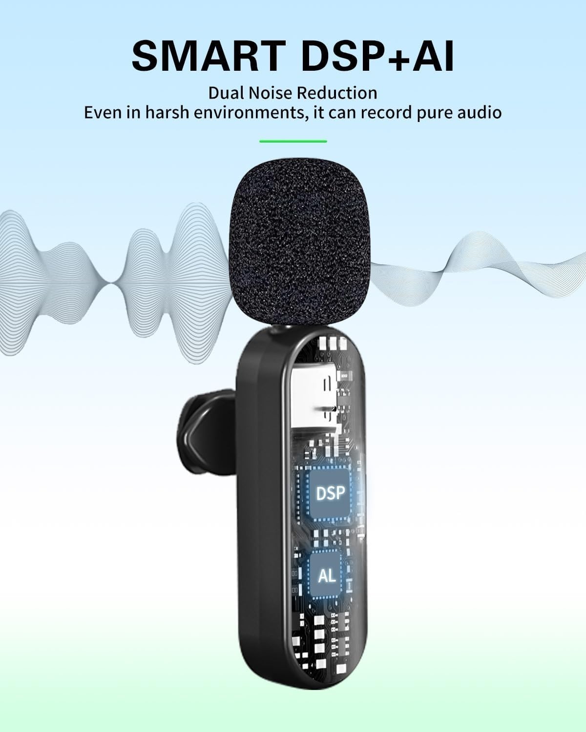 Wireless Lavalier Microphones Compatible for iPhone, Android Phone, Camera, C...