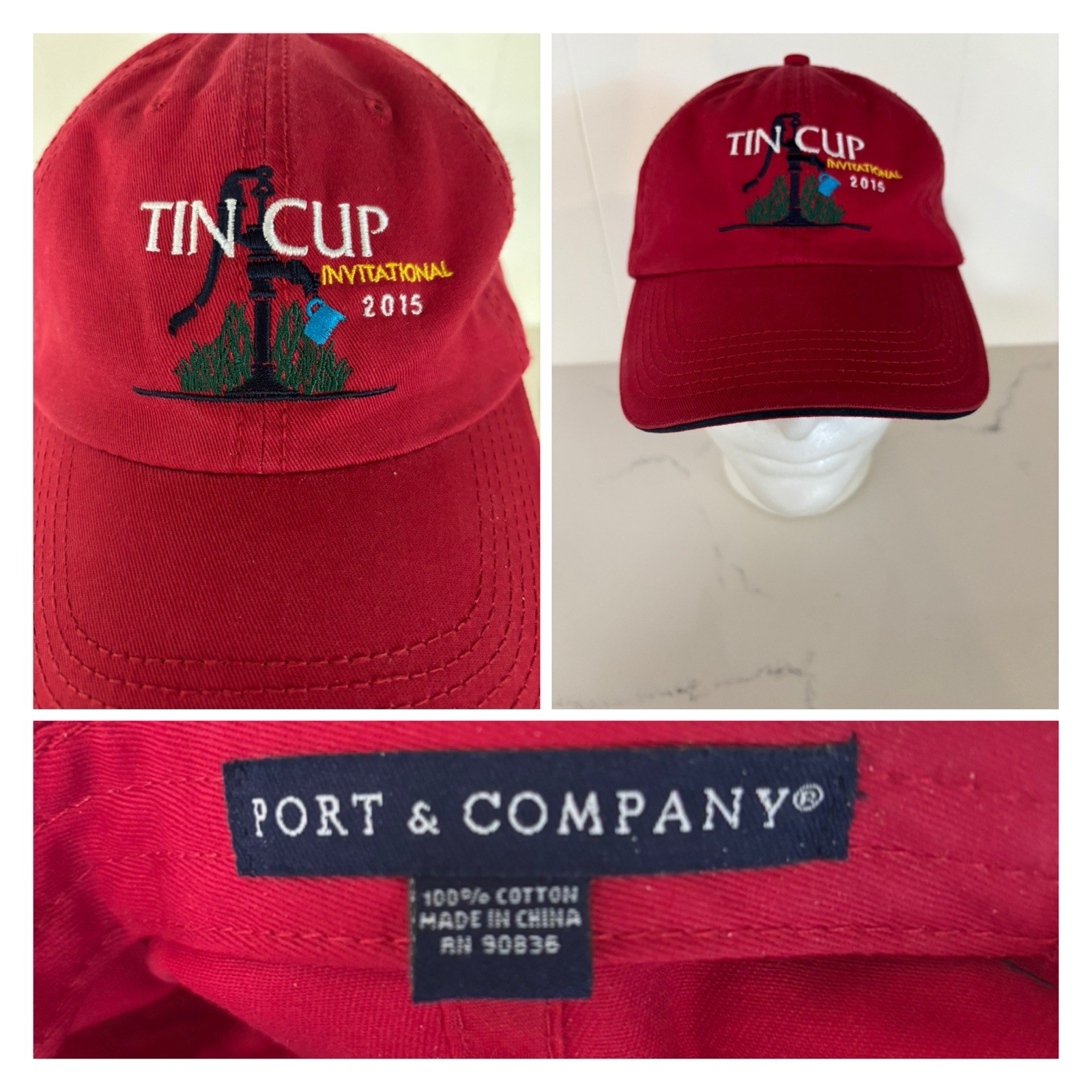 2015 TIN CUP INVITATIONAL EMBROIDERED GOLF CAP (RED / OSFM) - EUC & FREE SHIP!