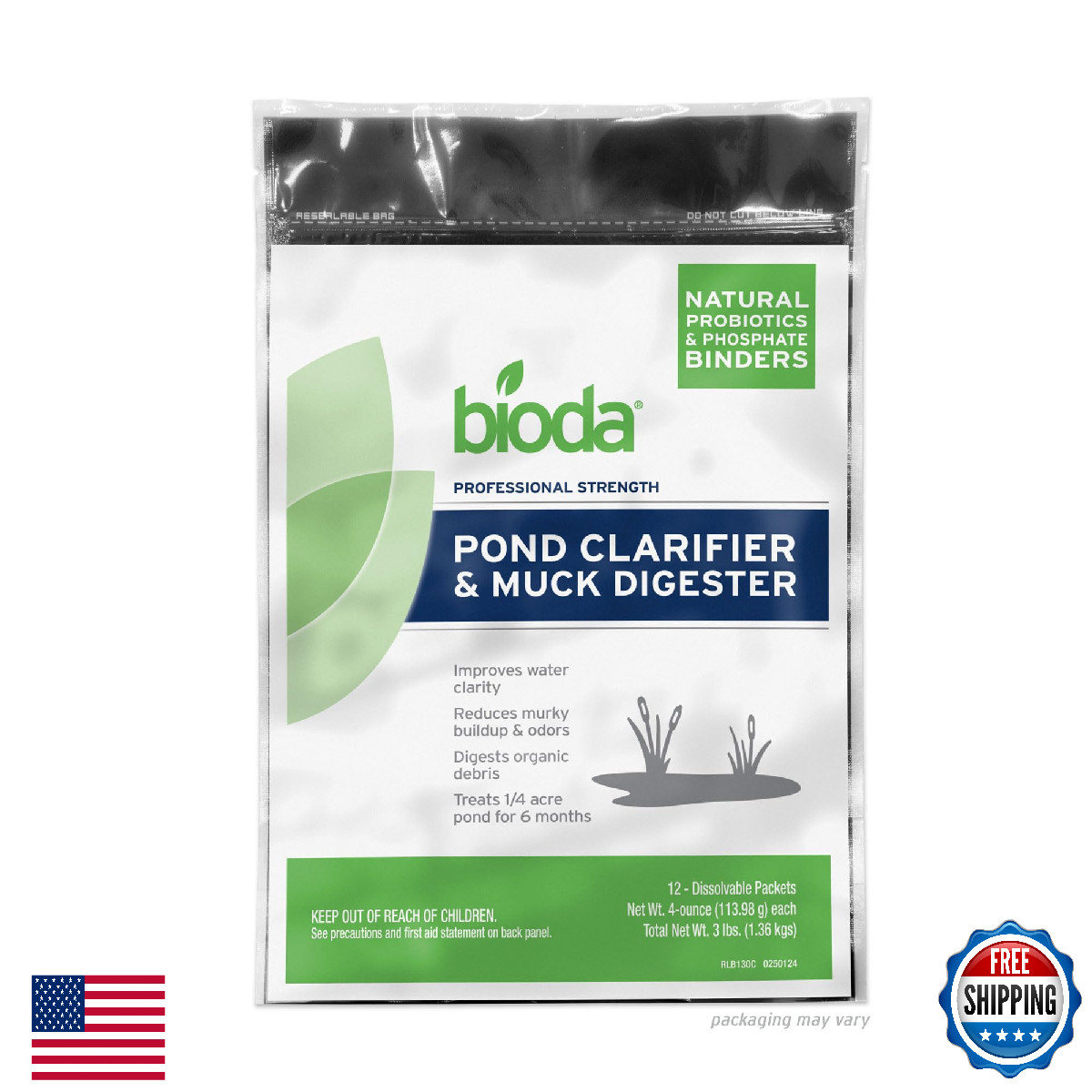 Bioda Pond Clarifier & Muck Cleaner, Keeps Ponds Clear, Treats 1/4 Acre - 6 Mo
