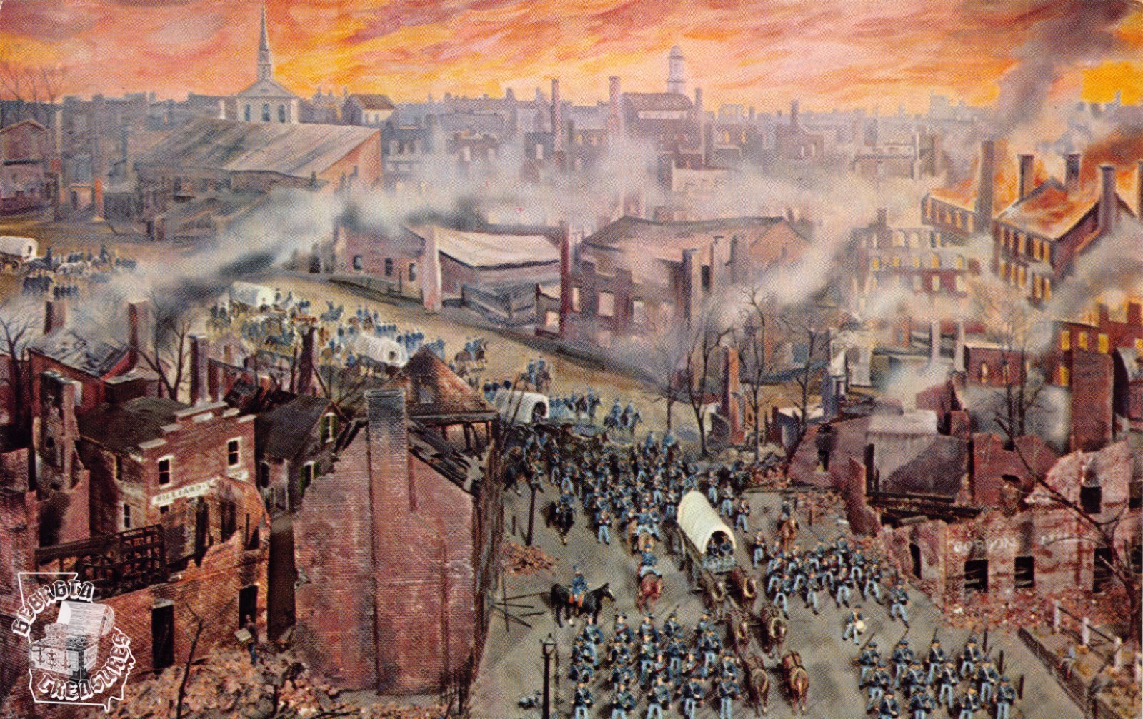 GA~GEORGIA~ATLANTA~CIVIL WAR BATTLE OF ATLANTA~BLACK SMOKE HANGS OVER THE CITY
