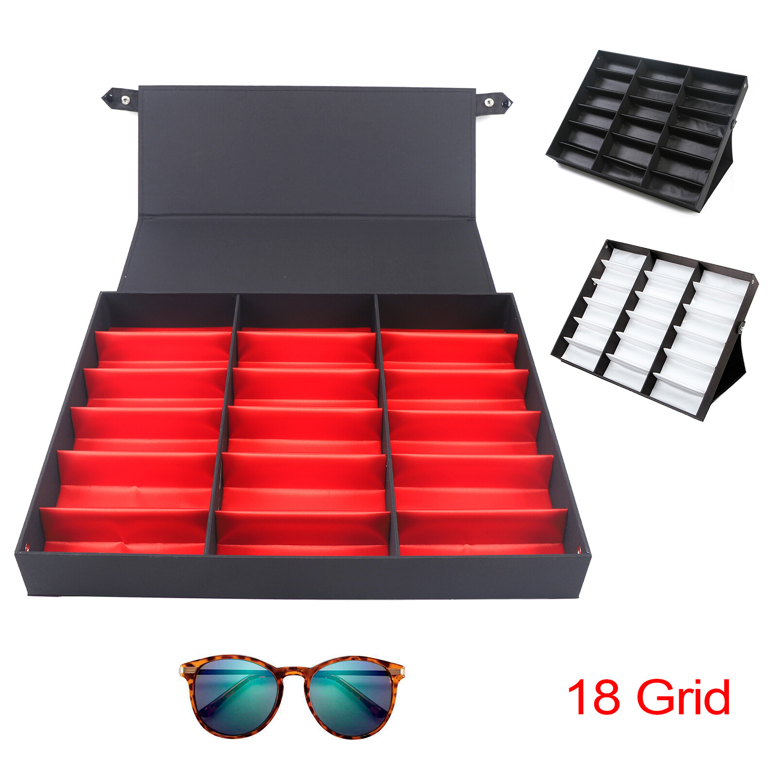 18 Slot Eyeglass Sunglass Storage Box Glasses Display Case Organizer Holder Box
