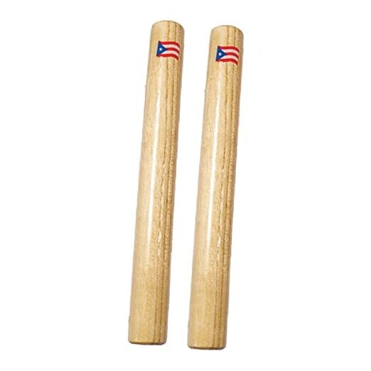 DP Music Hand Percussion Wood Claves 8 Inch - with Puerto Rico Flag