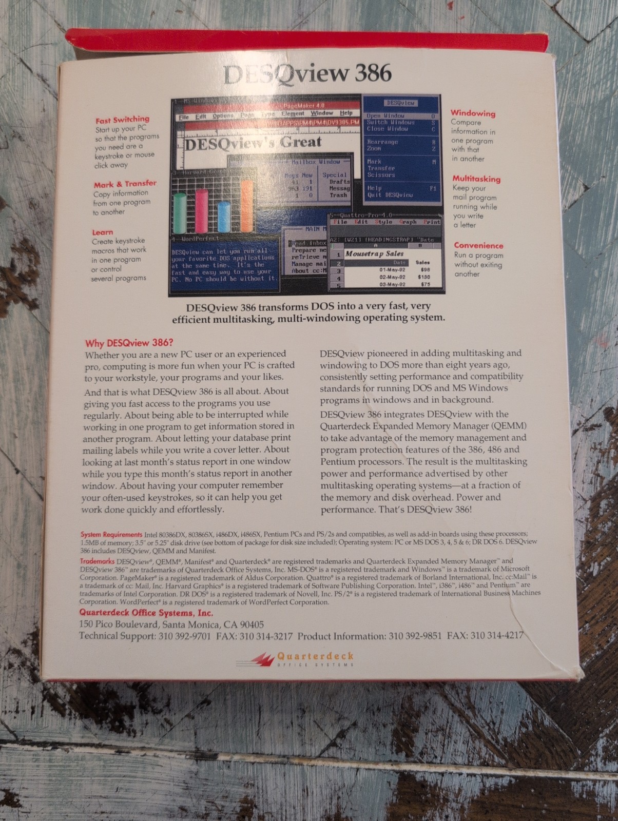 DESQview 386 Quarterdeck Includes Manifest And QEMM