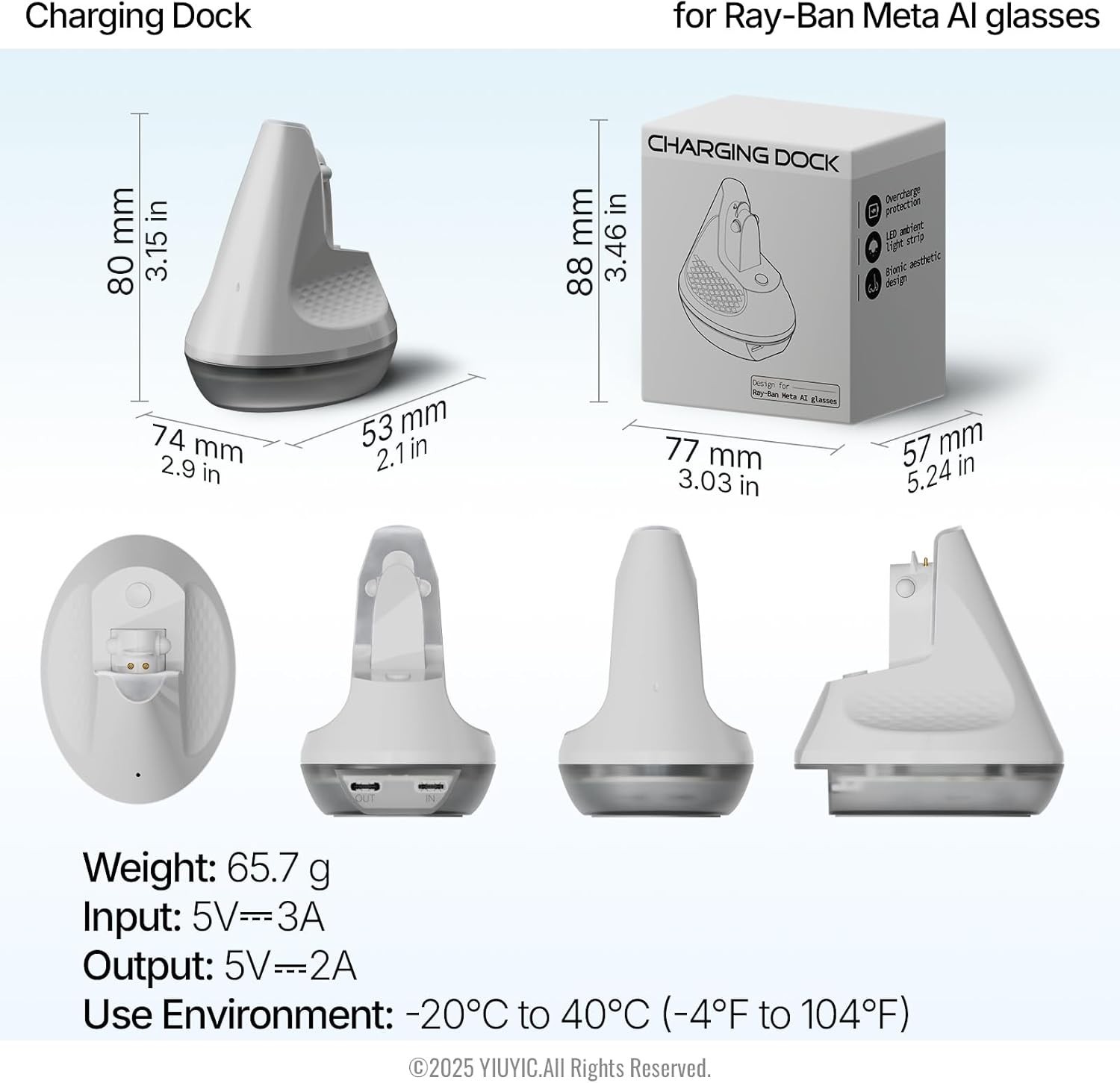 Ray-Ban Meta Charging Dock with RGB Ambient Light & Smart Protection Technology