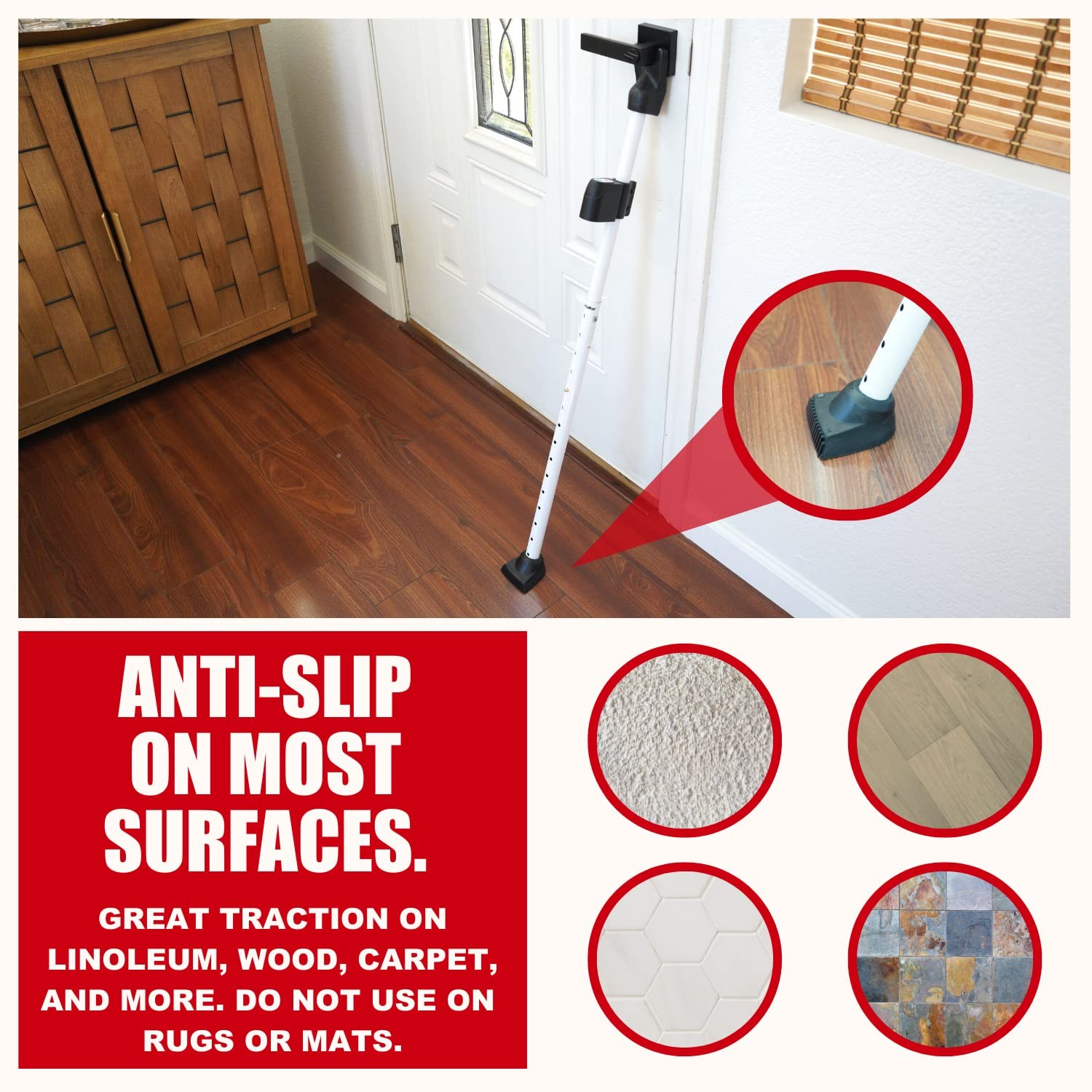 Securityman Door Security Bar with Alarm | Sliding 1 Pack, White
