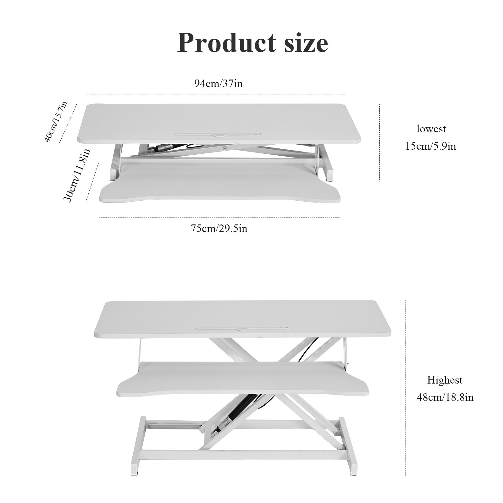37" Height Adjustable Home Office Desk Converter Computer Desk Riser