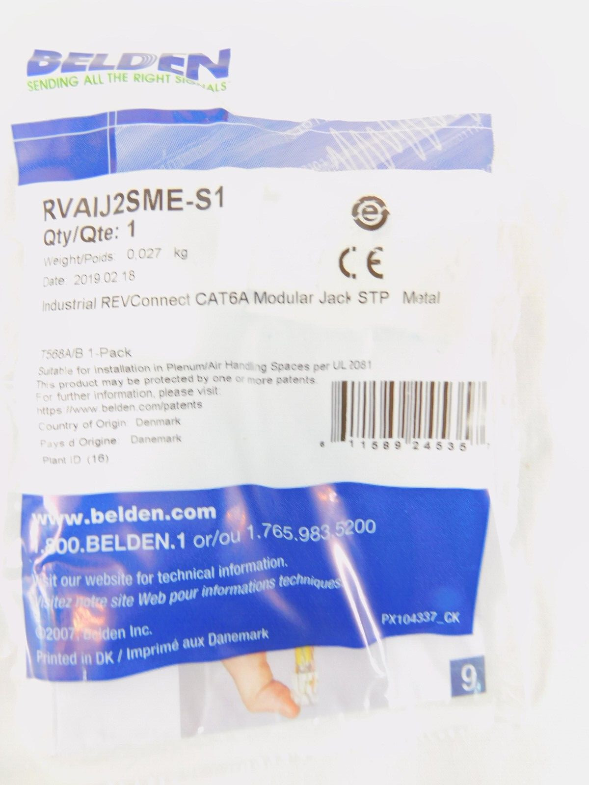 DataTuff Industrial REVConnect Belden RJ45 Jack CAT6A STP Metal RVAIJ2SME-S1